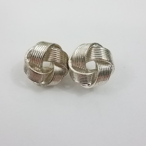 Knot Earrings Silver Tone Stud‎ Braid Weave Pierce